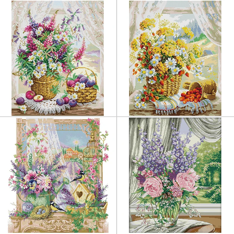 Embroidery X Pattern - DIY 자수 홈 데코 창틀 꽃