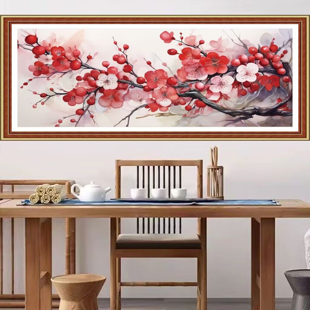 Embroidery Job - 붉은 꽃 자수 DIY 중국 스타일