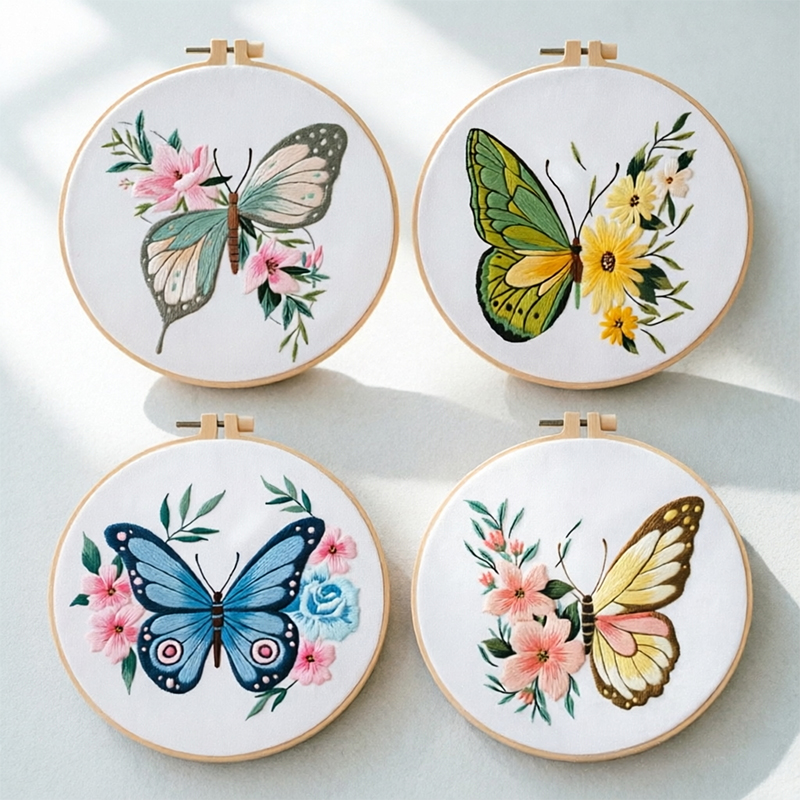 Embroidery Origin - 1개 20X20CM 7.87인치 자수 나비 키트,