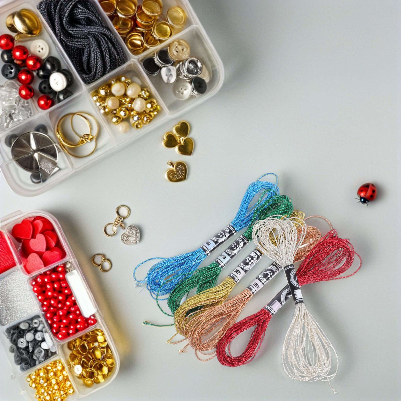 Embroidery Bracelet - 6Pcs 고급스러운 금속 자수 실 DIY