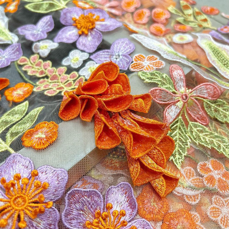 Embroidery Yellow Flower - 고밀도 노란색 풍경 핸드 네일 플라워