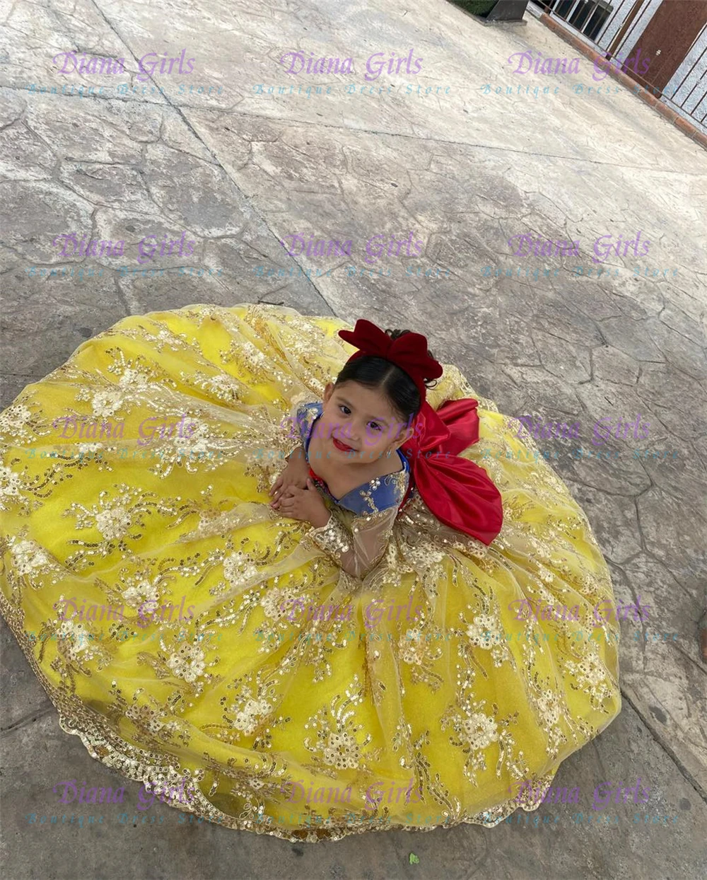Embroidery Yellow Flower - 고품질 사랑스러운 노란색 튤 플러피 아플리케