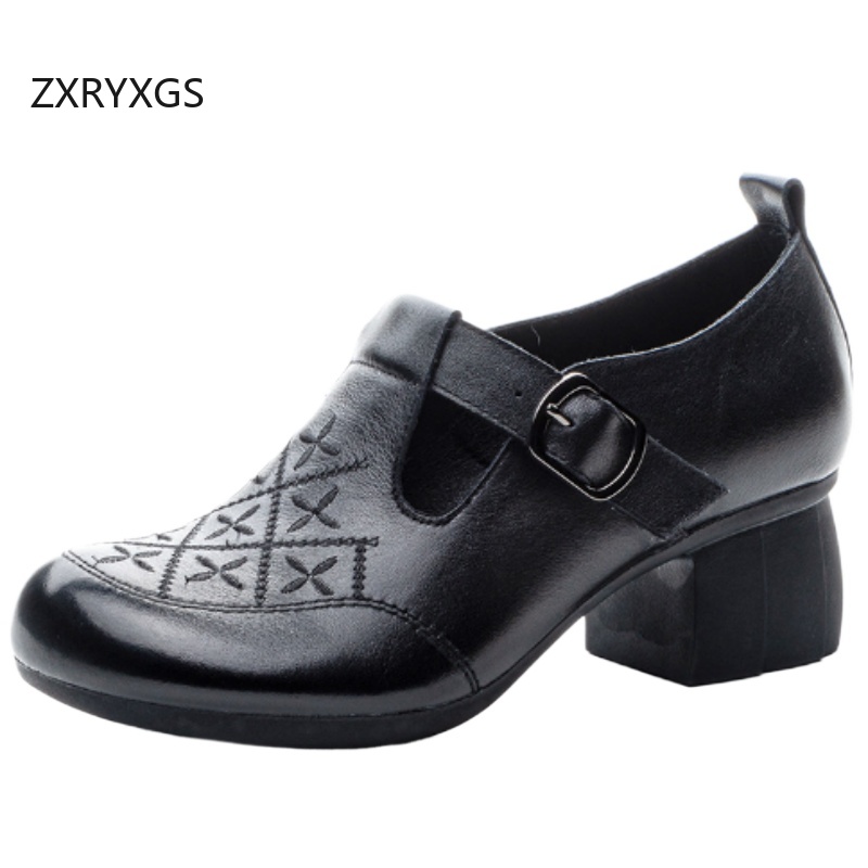 Embroidery Yes - ZXRYXGS 2025 신상 가을 탑 소가죽