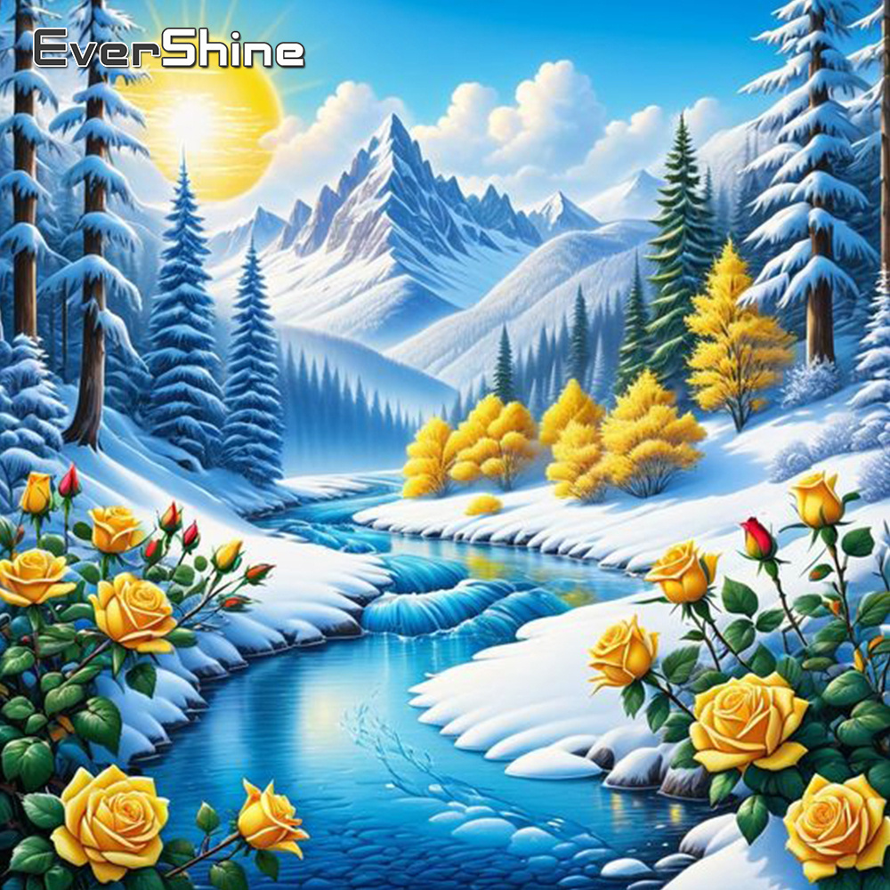 Embroidery Wall Art - Evershine River 다이아몬드 그림 풍경 새로운