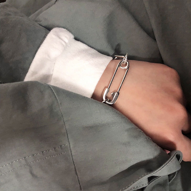 Embroidery Bracelet - 여성용 925 스털링 실버 두꺼운 체인
