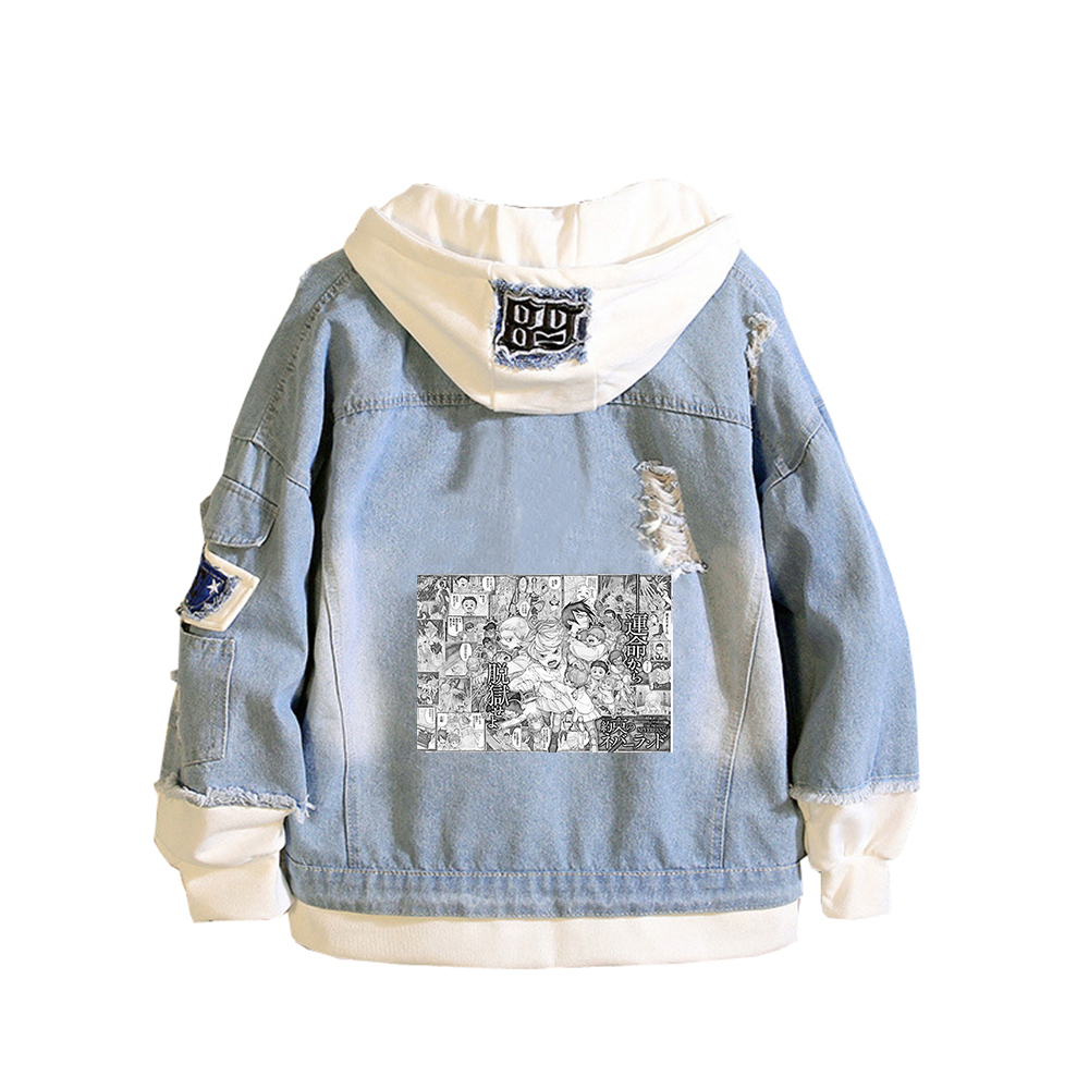 약속의 네버랜드 애니메이션 청바지 재킷 레이 노먼 만화 - Embroidery Jacket Jeans 리뷰 및 가격