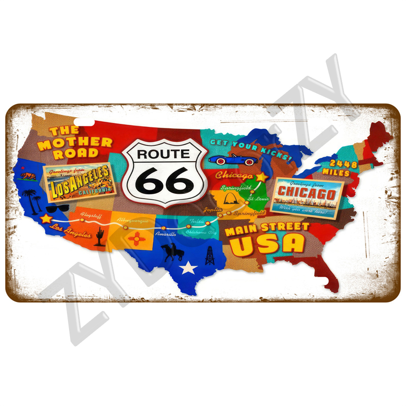Route 66 양철 플레이트 차고 자동차 레트로 금속 - Embroidery Job 리뷰 및 가격