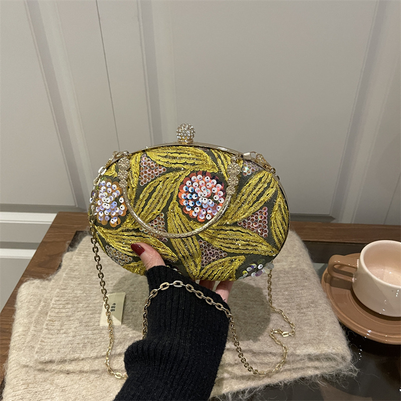 레트로 스팽글 자수 꽃 작은 클러치 지갑 여성을위한 금 - Embroidery Yellow Flower 리뷰 및 가격