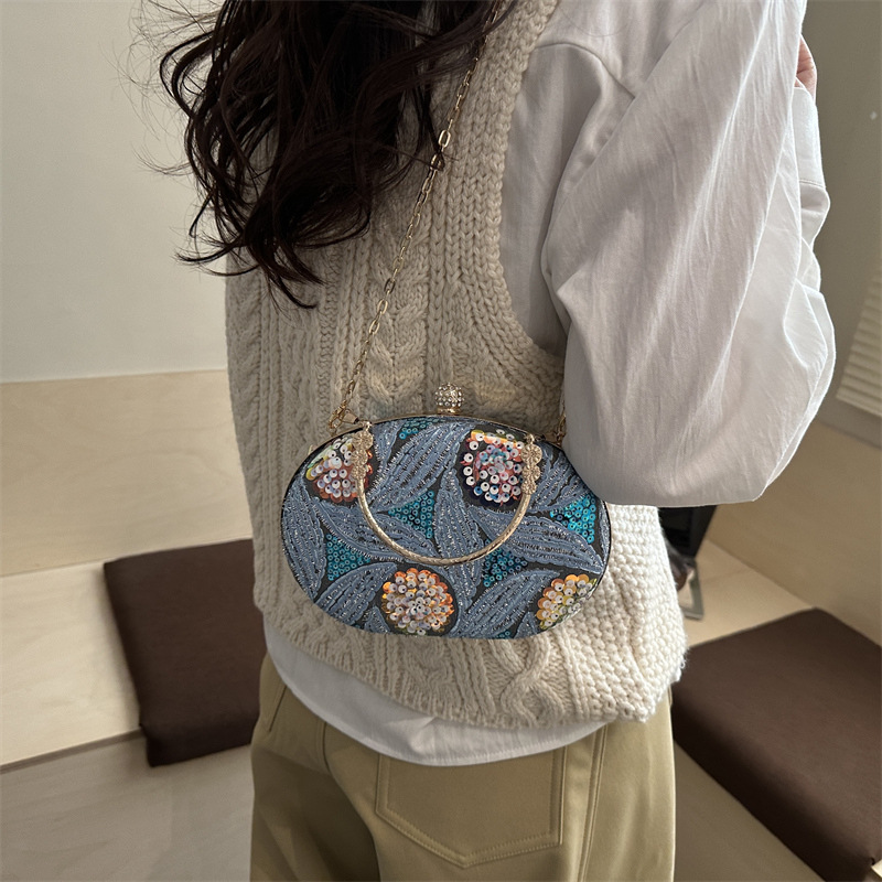 레트로 스팽글 자수 꽃 작은 클러치 지갑 여성을위한 금 - Embroidery Yellow Flower 리뷰 및 가격