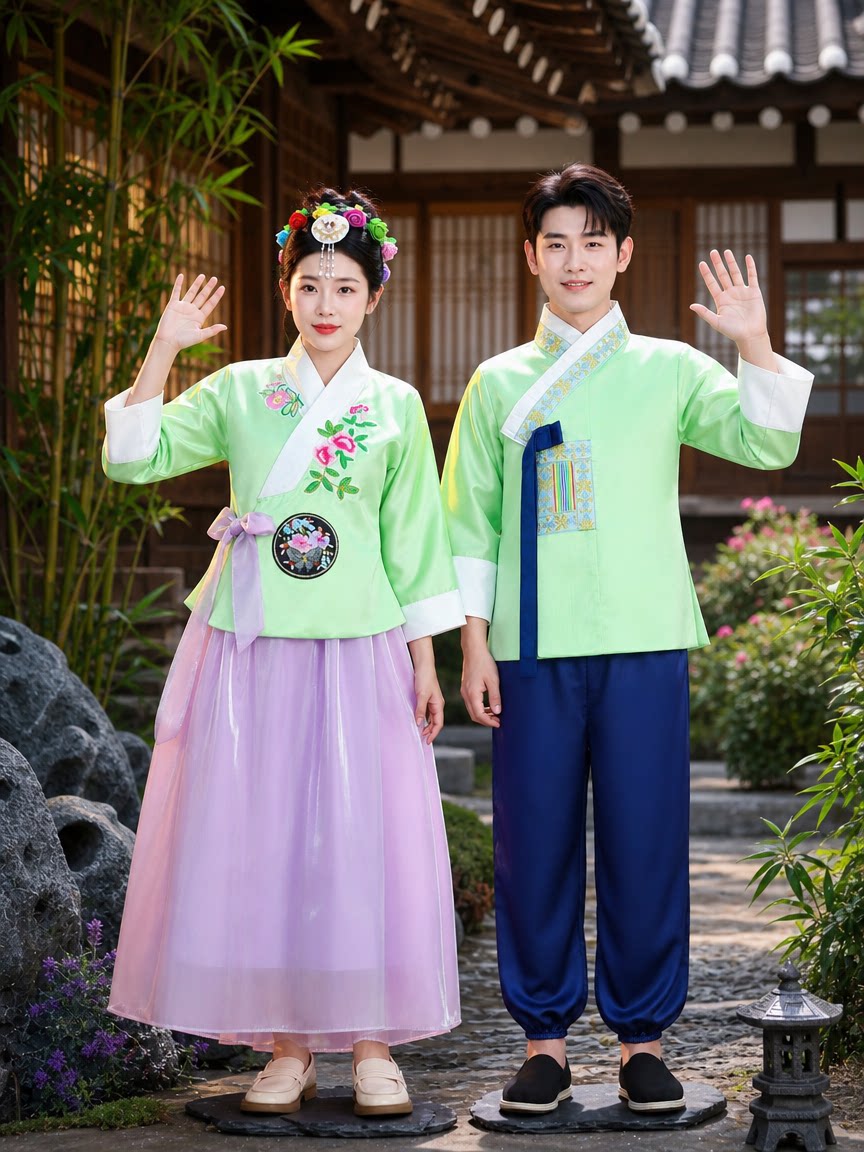 커플용 전통 한복, 남녀 공용, 자수 장식, 여행 사진 - Embroidery Outfit 리뷰 및 가격