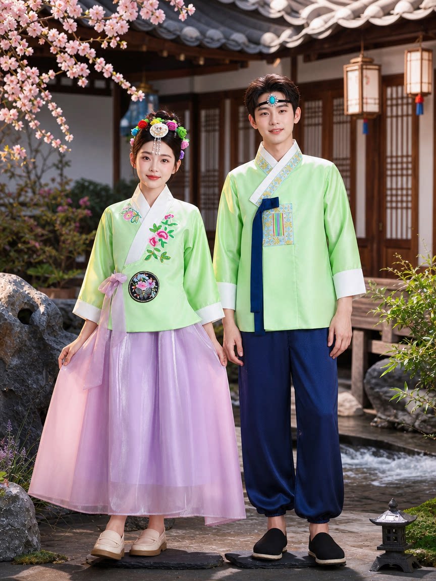 커플용 전통 한복, 남녀 공용, 자수 장식, 여행 사진 - Embroidery Outfit 리뷰 및 가격