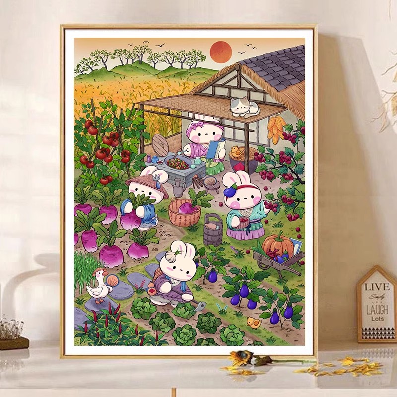 가을 정원 토끼 바느질, DIY 11CT 크로스 스티치 - Embroidery Job 리뷰 및 가격