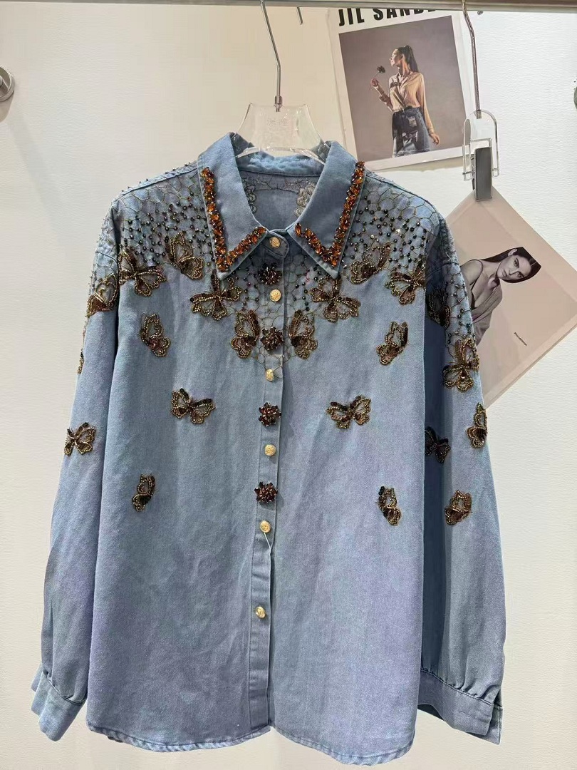 여성용 럭셔리 스타일 데님 재킷 루즈핏 캐주얼 패션 셔 - Embroidery Jacket Jeans 리뷰 및 가격